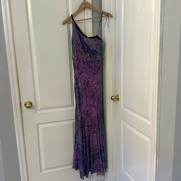 Morgan & Co. Sequin Mermaid Prom Dress – Size 1 | Purple & Blue Hues - Picture 3 of 9